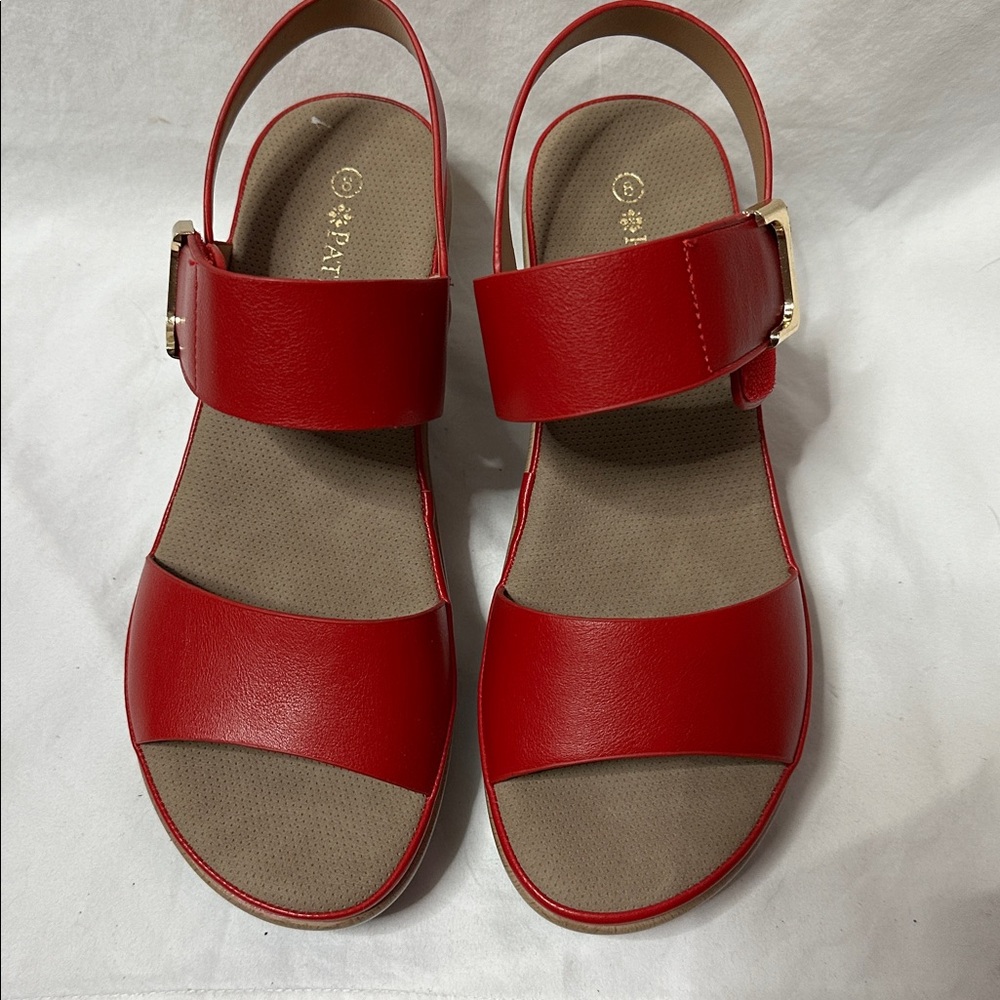 Red Wedge Sandals - Picture 2 of 7